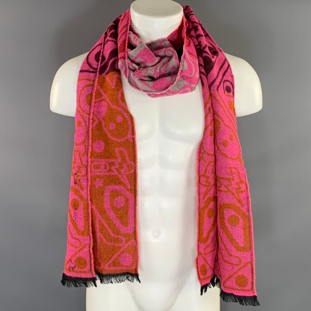 WALTER VAN BEIRENDONCK Orange Pink Geometric  Scarves